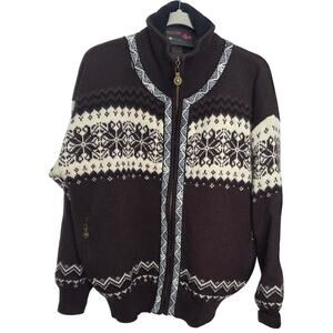 Vintage Windfjord Classic Norway 100% Wool Nordic Fair Isle Jacket imperfections